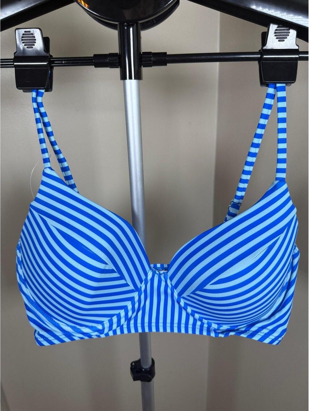 Cupshe Blue White‎ Striped Bikini Set Women’s Small NWT High Waisted - Picture 5 of 8